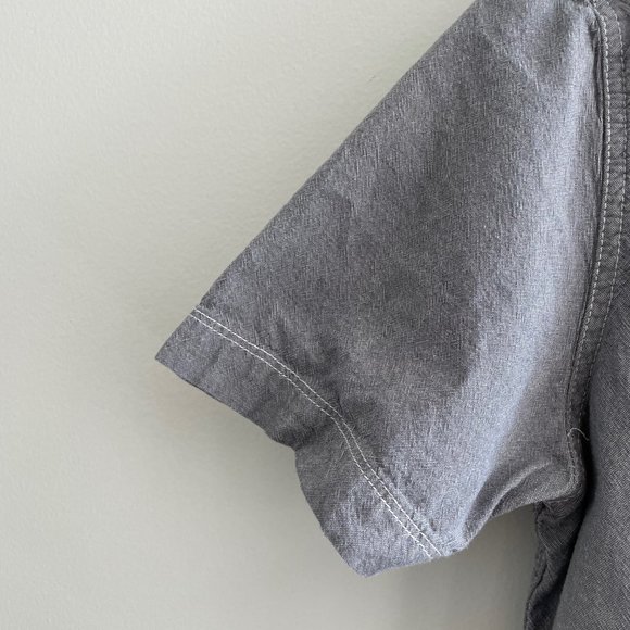 Stapleford Mens S Short Sleeve Grey Chambray Shirt - Picture 5 of 5